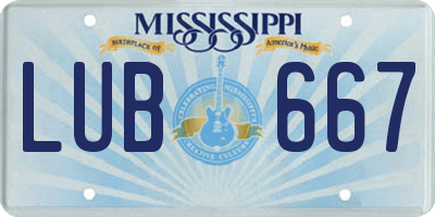 MS license plate LUB667