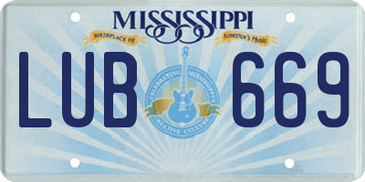MS license plate LUB669
