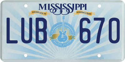 MS license plate LUB670