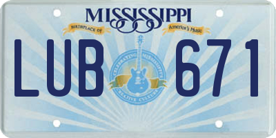 MS license plate LUB671
