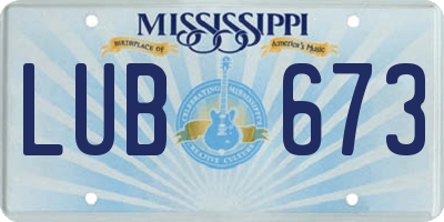 MS license plate LUB673