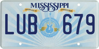 MS license plate LUB679