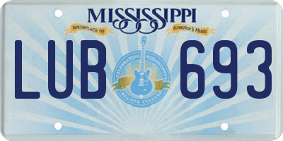MS license plate LUB693
