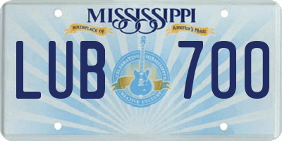 MS license plate LUB700