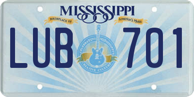 MS license plate LUB701