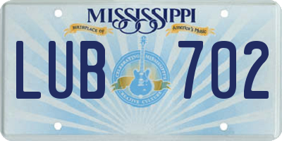 MS license plate LUB702