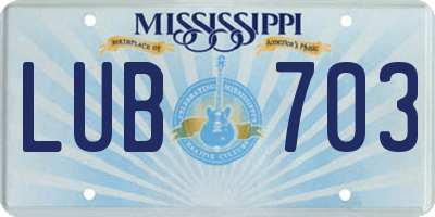 MS license plate LUB703