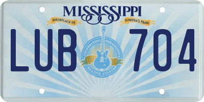 MS license plate LUB704