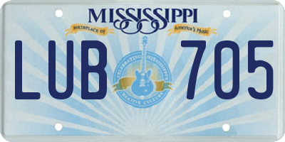 MS license plate LUB705