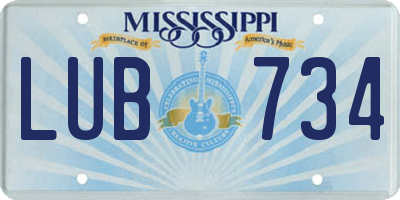 MS license plate LUB734