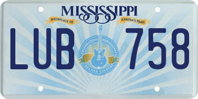 MS license plate LUB758