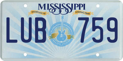 MS license plate LUB759