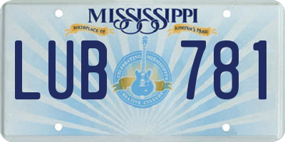 MS license plate LUB781