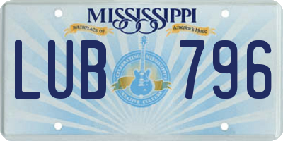 MS license plate LUB796