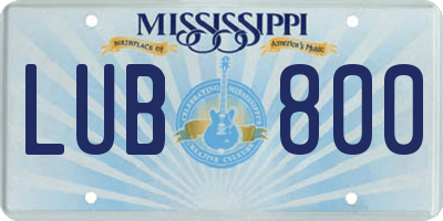 MS license plate LUB800