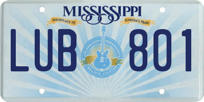 MS license plate LUB801
