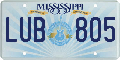 MS license plate LUB805