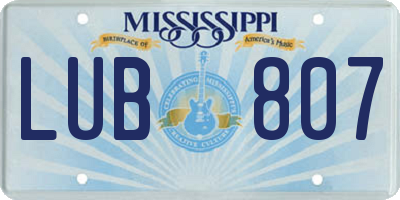 MS license plate LUB807