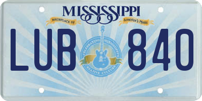 MS license plate LUB840