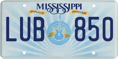 MS license plate LUB850