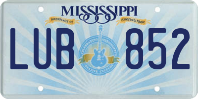 MS license plate LUB852