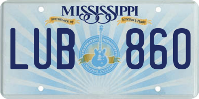 MS license plate LUB860