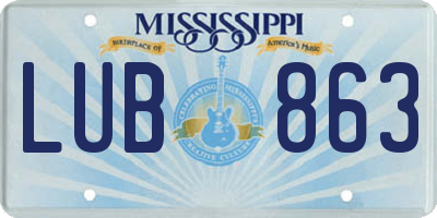 MS license plate LUB863