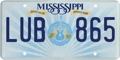 MS license plate LUB865