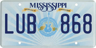 MS license plate LUB868