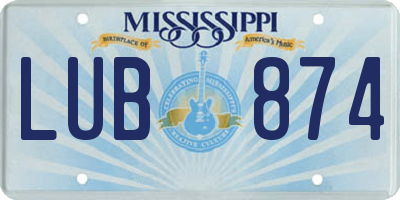 MS license plate LUB874