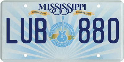MS license plate LUB880