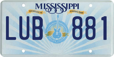 MS license plate LUB881