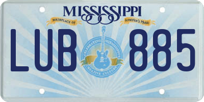 MS license plate LUB885