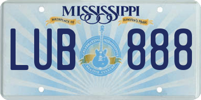 MS license plate LUB888