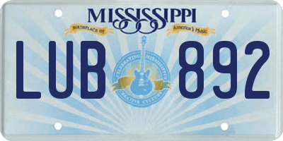 MS license plate LUB892