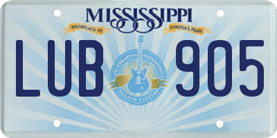 MS license plate LUB905