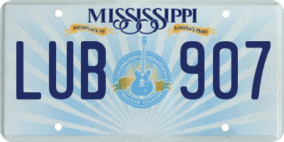 MS license plate LUB907