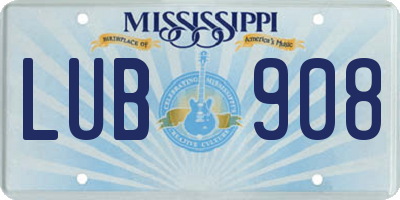MS license plate LUB908