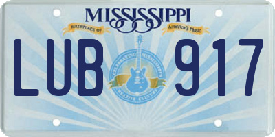 MS license plate LUB917