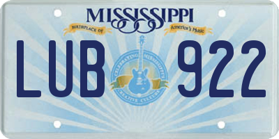 MS license plate LUB922