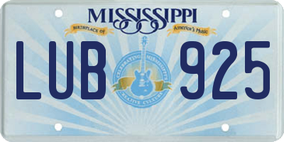 MS license plate LUB925