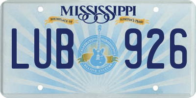 MS license plate LUB926