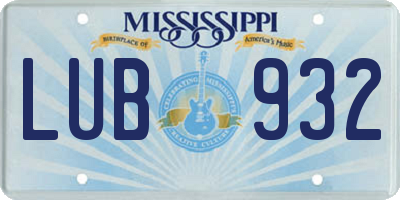 MS license plate LUB932