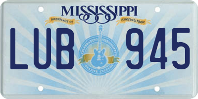 MS license plate LUB945