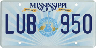 MS license plate LUB950