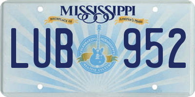 MS license plate LUB952