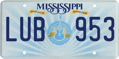 MS license plate LUB953