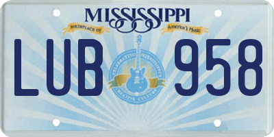 MS license plate LUB958