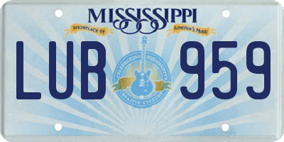 MS license plate LUB959