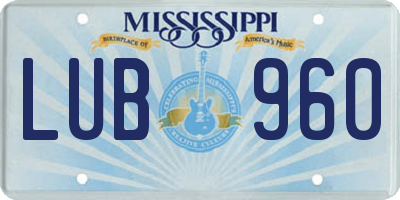 MS license plate LUB960